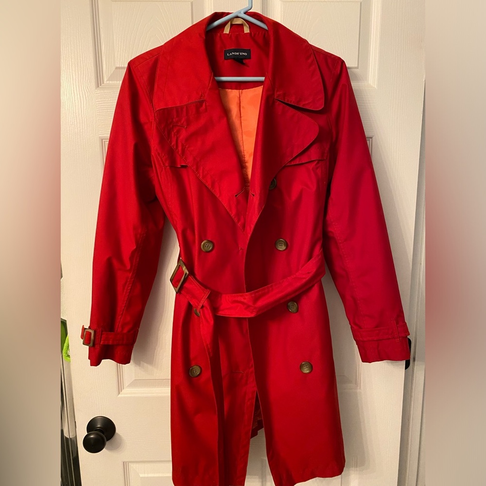Land’s End Red Trench Raincoat